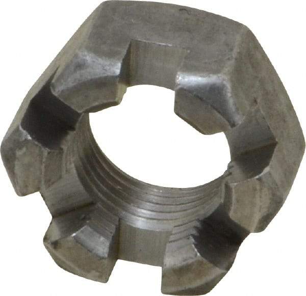 Value Collection - 5/8-18 UNF Grade 2 Steel Slotted Locknut - 15/16" Width Across Flats, 35/64" High, Uncoated - USA Tool & Supply