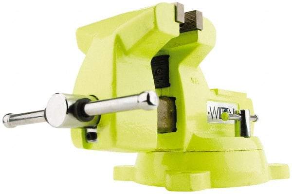 Wilton - 5" Jaw Width x 5-1/4" Jaw Opening Capacity, 3-3/4" Throat Depth, Bench & Pipe Combination Vise - 1/4 to 2-1/2" Pipe Capacity, Swivel Base, Bolt Down Attachment, Ductile Iron - USA Tool & Supply