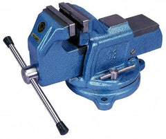 Interstate - 5" Jaw Width, 4-1/2" Opening Capacity, 2-5/8" Throat Depth, Cast Iron Swivel Bench Vise - Bolt Down Base Attachment, 6.81" High - USA Tool & Supply