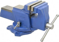 Interstate - 4" Jaw Width, 3-17/32" Opening Capacity, 2-1/4" Throat Depth, Cast Iron Swivel Bench Vise - Bolt Down Base Attachment, 5.77" High - USA Tool & Supply