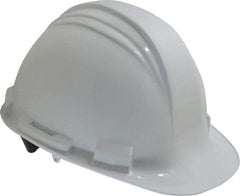 North - ANSI Type I, Class E Rated, 4-Point, Pin Lock Adjustment Hard Hat - Size 6-1/2 to 8, White, Standard Brim - USA Tool & Supply