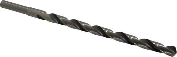 Michigan Drill - 9/16" Drill, 118° Point, High Speed Steel Silver Deming & Reduced Shank Drill Bit - Oxide Finish, 12" OAL, Straight Shank, 9" Flute Length, Right Hand Cut, Standard Point, Spiral Flute, Regular Spiral - USA Tool & Supply