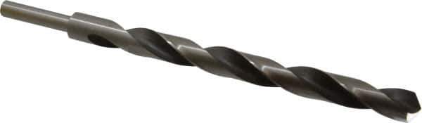 Michigan Drill - 13/16" Drill, 118° Point, High Speed Steel Silver Deming & Reduced Shank Drill Bit - Oxide Finish, 12" OAL, Straight Shank, 9" Flute Length, Right Hand Cut, Standard Point, Spiral Flute, Regular Spiral - USA Tool & Supply