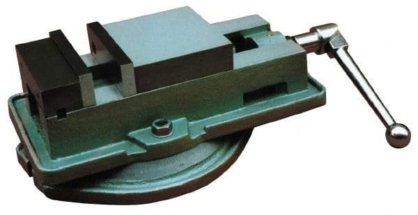 Interstate - 4" Jaw Width, 3-7/8" Jaw Opening Capacity, Horizontal Swivel Machine Vise - Manual Operation, 4,496 Lb Capacity, 1 Station, 12.97" Long x 3.7" High x 1-13/64" Deep, 1-1/8" Jaw Height, Cast Iron - USA Tool & Supply