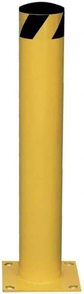 Vestil - 5-1/2 Inch Diameter, 36 Inch High, Yellow Steel Bollard - 8 Inch Long x 8 Inch Wide Mounting Plate, 57 Lbs. - USA Tool & Supply