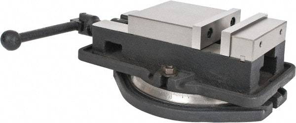 Interstate - 5" Jaw Width, 4-19/32" Jaw Opening Capacity, Horizontal Swivel Machine Vise - Manual Operation, 4,945 Lb Capacity, 1 Station, 14.3" Long x 3.95" High x 1-11/32" Deep, 0.98" Jaw Height, Cast Iron - USA Tool & Supply