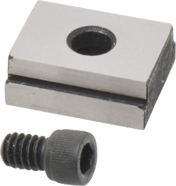 Kurt - 11/16" Base Width, 13/16" Slot Width, 1/4" Fastener Diam Compatibility, Step Fixture Key - 0.12" Slot Height, 7/32" Base Height, 1" OAL x 13/16" Overall Width x 3/8" Overall Height - USA Tool & Supply