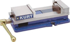 Kurt - 10" Jaw Width, 9-3/4" Jaw Opening Capacity, Horizontal Stationary Machine Vise - Manual Operation, 26,277 Lb Capacity, 1 Station, 29.19" Long x 6-13/16" High x 2-15/16" Deep, 2-1/2" Jaw Height, 80,000 psi Max Clamp Force, Ductile Iron - USA Tool & Supply