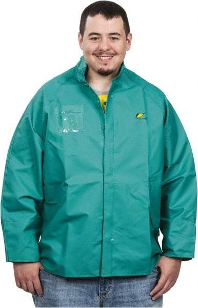 OnGuard - Size M, Green, Chemical, Rain, Flame Resistant/Retardant Jacket - 50" Chest, 1 Pocket - USA Tool & Supply