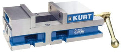 Kurt - 6" Jaw Width, 4" Jaw Opening Capacity, Horizontal Stationary Machine Vise - Reverse Manual Operation, 6,356 Lb Capacity, 1 Station, 14.88" Long x 4.6720" High x 1-31/64" Deep, 1.735" Jaw Height, 80 Lb Max Clamp Force - USA Tool & Supply