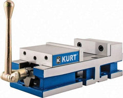 Kurt - 6" Jaw Width, 6" Jaw Opening Capacity, Horizontal Stationary Machine Vise - Manual Operation, 6,356 Lb Capacity, 1 Station, 17" Long x 4.6720" High x 1-31/64" Deep, 1.735" Jaw Height, 80 Lb Max Clamp Force - USA Tool & Supply