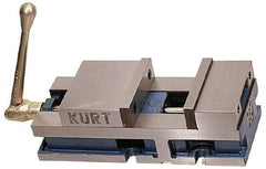 Kurt - 6" Jaw Width, 6" Jaw Opening Capacity, Horizontal Stationary Machine Vise - Air Operation, 5,000 Lb Capacity, 1 Station, 17" Long x 4.6720" High x 1-31/64" Deep, 1.735" Jaw Height, 100 psi Max Clamp Force - USA Tool & Supply