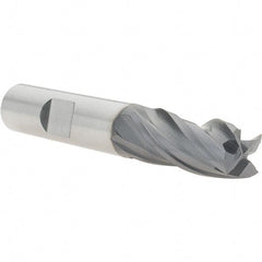 Niagara Cutter - 1/2", 1" LOC, 1/2" Shank Diam, 3" OAL, 4 Flute, Solid Carbide Square End Mill - Single End, AlTiN Finish, Spiral Flute, Variable° Helix, Centercutting, Right Hand Cut, Right Hand Flute, Series STS430 - USA Tool & Supply