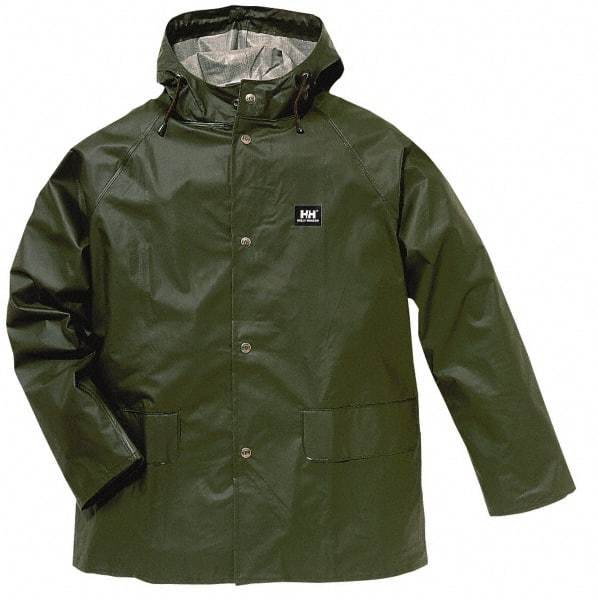 Helly Hansen - Size M, Army Green, Rain Jacket - 38-40" Chest, 2 Pockets - USA Tool & Supply