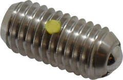 Vlier - 1/2-13, 0.281" Ball Diam, 1.05" Body Length, 0.072" Max Ball Reach, Threaded Ball Plunger - Stainless Steel Body, Stainless Steel Ball, 6 Lb Initial End Force, 12 Lb Final End Force, Locking Element - USA Tool & Supply