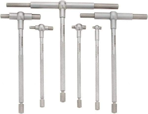 SPI - 6 Piece, 5/16 to 6 Inch, Hardened Tool Steel, Satin Chrome Finish, Telescoping Gage Set - Includes Vinyl Pouch - USA Tool & Supply