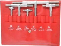 SPI - 4 Piece, 1/2 to 6 Inch, Hardened Tool Steel, Satin Chrome Finish, Telescoping Gage Set - Includes Vinyl Pouch - USA Tool & Supply