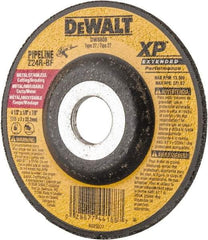 DeWALT - 24 Grit, 4-1/2" Wheel Diam, 1/8" Wheel Thickness, 7/8" Arbor Hole, Type 27 Depressed Center Wheel - Zirconia Alumina, R Hardness, 13,300 Max RPM, Compatible with Angle Grinder - USA Tool & Supply