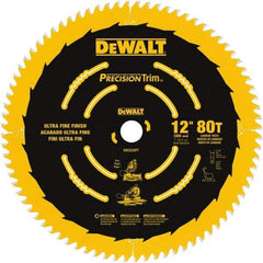 DeWALT - 12" Diam, 1" Arbor Hole Diam, 80 Tooth Wet & Dry Cut Saw Blade - Carbide-Tipped, Finishing Action, Standard Round Arbor - USA Tool & Supply