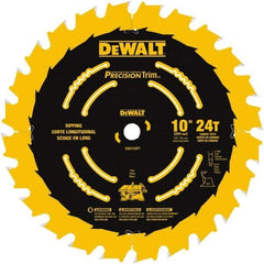 DeWALT - 10" Diam, 5/8" Arbor Hole Diam, 24 Tooth Wet & Dry Cut Saw Blade - Carbide-Tipped, Ripping Action, Standard Round Arbor - USA Tool & Supply