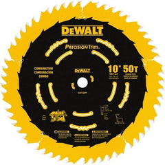 DeWALT - 10" Diam, 5/8" Arbor Hole Diam, 50 Tooth Wet & Dry Cut Saw Blade - Carbide-Tipped, Combination Action, Standard Round Arbor - USA Tool & Supply