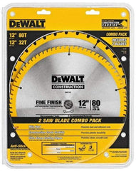 DeWALT - 12" Diam, 1" Arbor Hole Diam, 32 & 80 Tooth Wet & Dry Cut Saw Blade - Carbide-Tipped, Standard Round Arbor - USA Tool & Supply