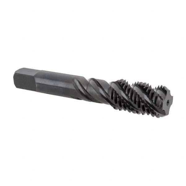 Hertel - 3/4-10 UNC 4 Flute Bottoming Spiral Flute Tap - High Speed Steel, Oxide Finish, 4-1/4" OAL, Right Hand Flute, Right Hand Thread, H3 - USA Tool & Supply