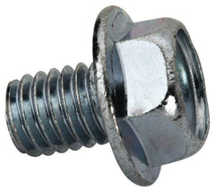 Value Collection - 3/8-16 UNC, 1/2" Length Under Head, Hex Drive Flange Bolt - 1/2" Thread Length, Grade 2 Steel, Serrated Flange, Zinc-Plated Finish - USA Tool & Supply