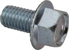Value Collection - 1/2-13 UNC, 7/8" Length Under Head, Hex Drive Flange Bolt - 7/8" Thread Length, Grade 2 Steel, Serrated Flange, Zinc-Plated Finish - USA Tool & Supply
