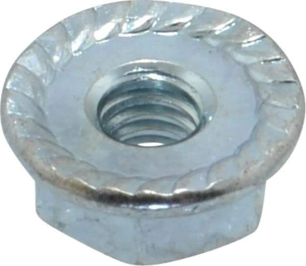 Value Collection - #8-32, 15/32" Flange Diam, Serrated Flange Nut - Grade Grade 2 Steel, Zinc-Plated Finish, 0.203" Flange Height - USA Tool & Supply