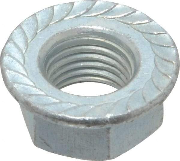 Value Collection - 3/8-24, 3/4" Flange Diam, Serrated Flange Nut - Grade Grade 2 Steel, Zinc-Plated Finish, 0.347" Flange Height - USA Tool & Supply