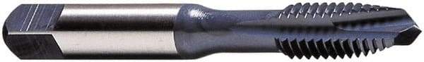 Vermont Tap & Die - #8-32 UNC, 3 Flute, Oxide Finish, Powdered Metal Spiral Point Tap - Plug Chamfer, Right Hand Thread, 2-1/8" OAL, 3/8" Thread Length, 4.27mm Shank Diam, 2B Class of Fit, Series 3712SM - Exact Industrial Supply