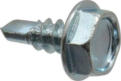 Value Collection - #6, Hex Washer Head, Hex Drive, 3/8" Length Under Head, #2 Point, Self Drilling Screw - Grade 1016-1024 Steel, Zinc-Plated Finish - USA Tool & Supply