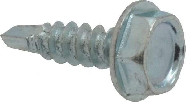 Value Collection - #6, Hex Washer Head, Hex Drive, 1/2" Length Under Head, #2 Point, Self Drilling Screw - Grade 1016-1024 Steel, Zinc-Plated Finish - USA Tool & Supply