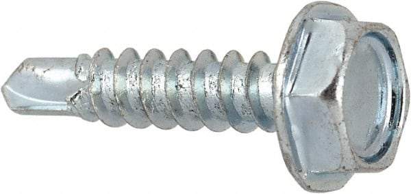 Value Collection - #6, Hex Washer Head, Hex Drive, 5/8" Length Under Head, #2 Point, Self Drilling Screw - Grade 1016-1024 Steel, Zinc-Plated Finish - USA Tool & Supply