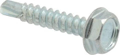 Value Collection - #6, Hex Washer Head, Hex Drive, 3/4" Length Under Head, #2 Point, Self Drilling Screw - Grade 1016-1024 Steel, Zinc-Plated Finish - USA Tool & Supply