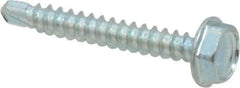 Value Collection - #6, Hex Washer Head, Hex Drive, 1" Length Under Head, #2 Point, Self Drilling Screw - Grade 1016-1024 Steel, Zinc-Plated Finish - USA Tool & Supply