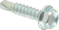 Value Collection - #8, Hex Washer Head, Hex Drive, 3/4" Length Under Head, #2 Point, Self Drilling Screw - Grade 1016-1024 Steel, Zinc-Plated Finish - USA Tool & Supply