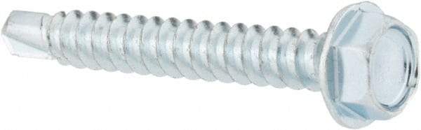Value Collection - #8, Hex Washer Head, Hex Drive, 1-1/4" Length Under Head, #2 Point, Self Drilling Screw - Grade 1016-1024 Steel, Zinc-Plated Finish - USA Tool & Supply