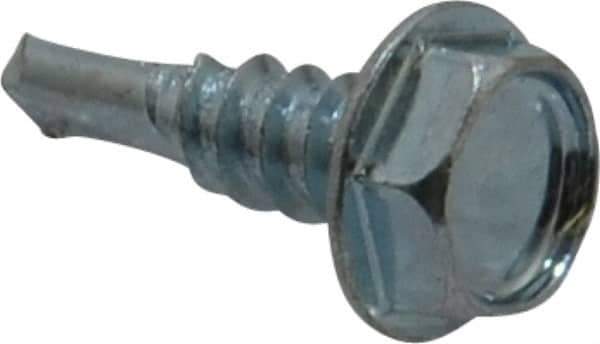 Value Collection - #10, Hex Washer Head, Hex Drive, 5/8" Length Under Head, #3 Point, Self Drilling Screw - Grade 1016-1024 Steel, Zinc-Plated Finish - USA Tool & Supply