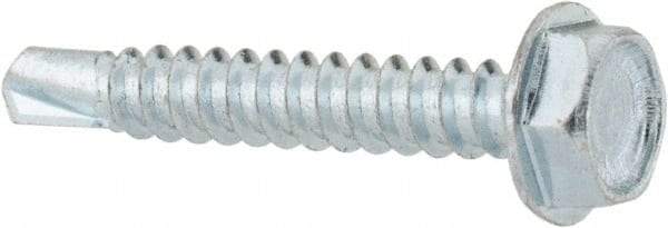 Value Collection - #10, Hex Washer Head, Hex Drive, 1-1/4" Length Under Head, #3 Point, Self Drilling Screw - Grade 1016-1024 Steel, Zinc-Plated Finish - USA Tool & Supply