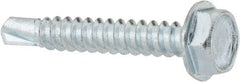 Value Collection - #10, Hex Washer Head, Hex Drive, 1-1/4" Length Under Head, #3 Point, Self Drilling Screw - Grade 1016-1024 Steel, Zinc-Plated Finish - USA Tool & Supply