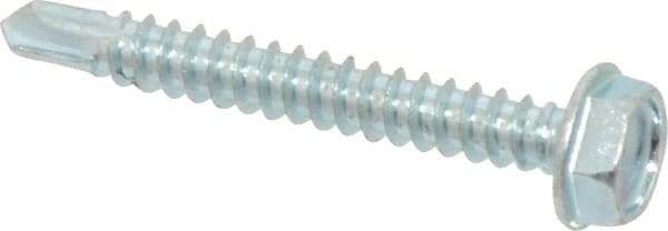 Value Collection - #10, Hex Washer Head, Hex Drive, 1-1/2" Length Under Head, #3 Point, Self Drilling Screw - Grade 1016-1024 Steel, Zinc-Plated Finish - USA Tool & Supply