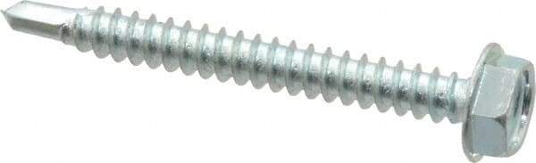 Value Collection - #10, Hex Washer Head, Hex Drive, 1-3/4" Length Under Head, #3 Point, Self Drilling Screw - Grade 1016-1024 Steel, Zinc-Plated Finish - USA Tool & Supply