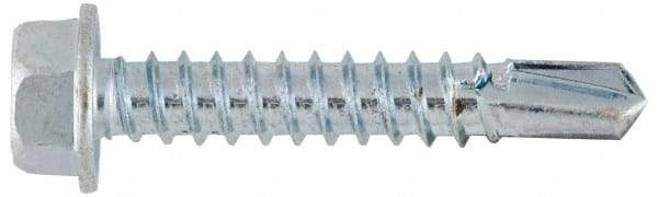 Value Collection - #12, Hex Washer Head, Hex Drive, 3" Length Under Head, #3 Point, Self Drilling Screw - Grade 1016-1024 Steel, Zinc-Plated Finish - USA Tool & Supply