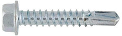 Value Collection - 1/4", Hex Washer Head, Hex Drive, 5" Length Under Head, #4 Point, Self Drilling Screw - Grade 1016-1024 Steel, Zinc-Plated Finish - USA Tool & Supply