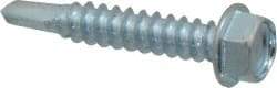 Value Collection - #12, Hex Washer Head, Hex Drive, 1-1/4" Length Under Head, #3 Point, Self Drilling Screw - Grade 1016-1024 Steel, Zinc-Plated Finish - USA Tool & Supply