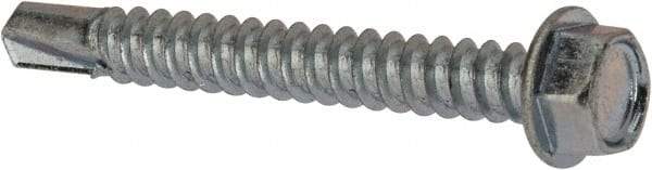 Value Collection - #12, Hex Washer Head, Hex Drive, 1-3/4" Length Under Head, #3 Point, Self Drilling Screw - Grade 1016-1024 Steel, Zinc-Plated Finish - USA Tool & Supply