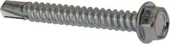 Value Collection - #12, Hex Washer Head, Hex Drive, 1-3/4" Length Under Head, #3 Point, Self Drilling Screw - Grade 1016-1024 Steel, Zinc-Plated Finish - USA Tool & Supply