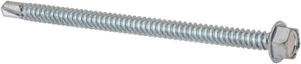 Value Collection - 1/4", Hex Washer Head, Hex Drive, 4" Length Under Head, #3 Point, Self Drilling Screw - Grade 1016-1024 Steel, Zinc-Plated Finish - USA Tool & Supply